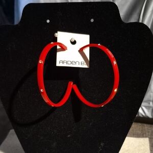 Arden B Vibrant Red Hoop Earrings